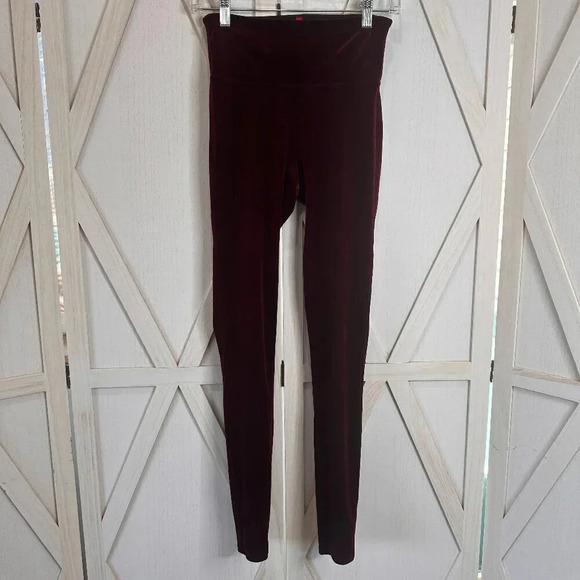 Spanx Velvet Leggings in Burgundy - Picture 3 of 9
